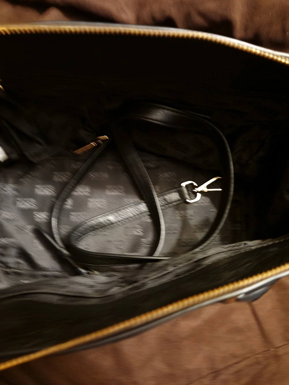 Michael Kors Black Leather Satchel with Gold Hardware